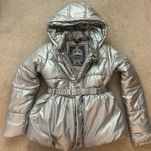 Chic Metallic Silver Puffer Jacket